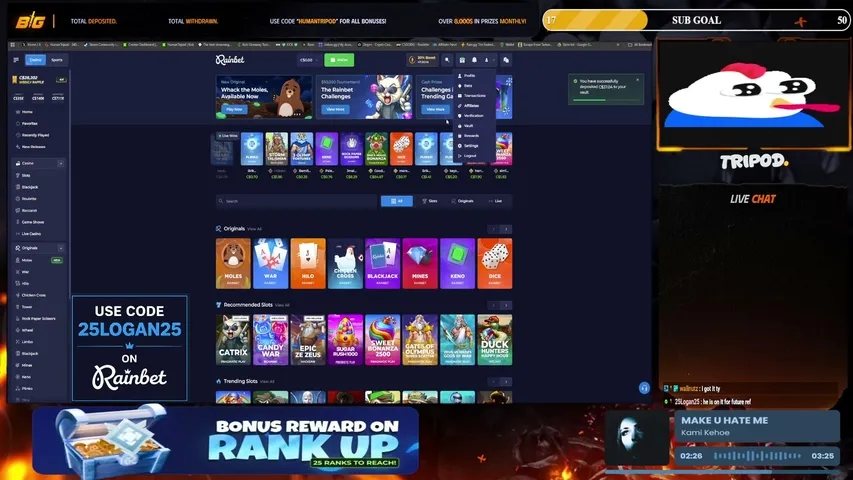Rainbet! FULLY RAW! $200+ In Daily Giveaways! 10% Depo Bonus! 💰 !discord !lb !big !rave !lux